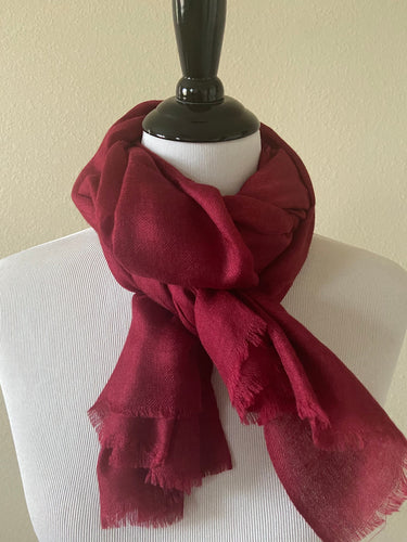 100% Cashmere Scarf/Shawl/Wrap | Handwoven | Maroon | Ships from California